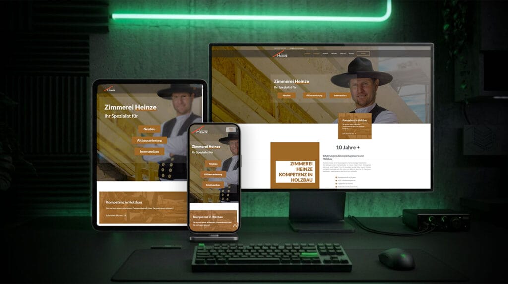 Abbildung der Webseite eines Handwerkers - designt by KWAKO Webdesign
